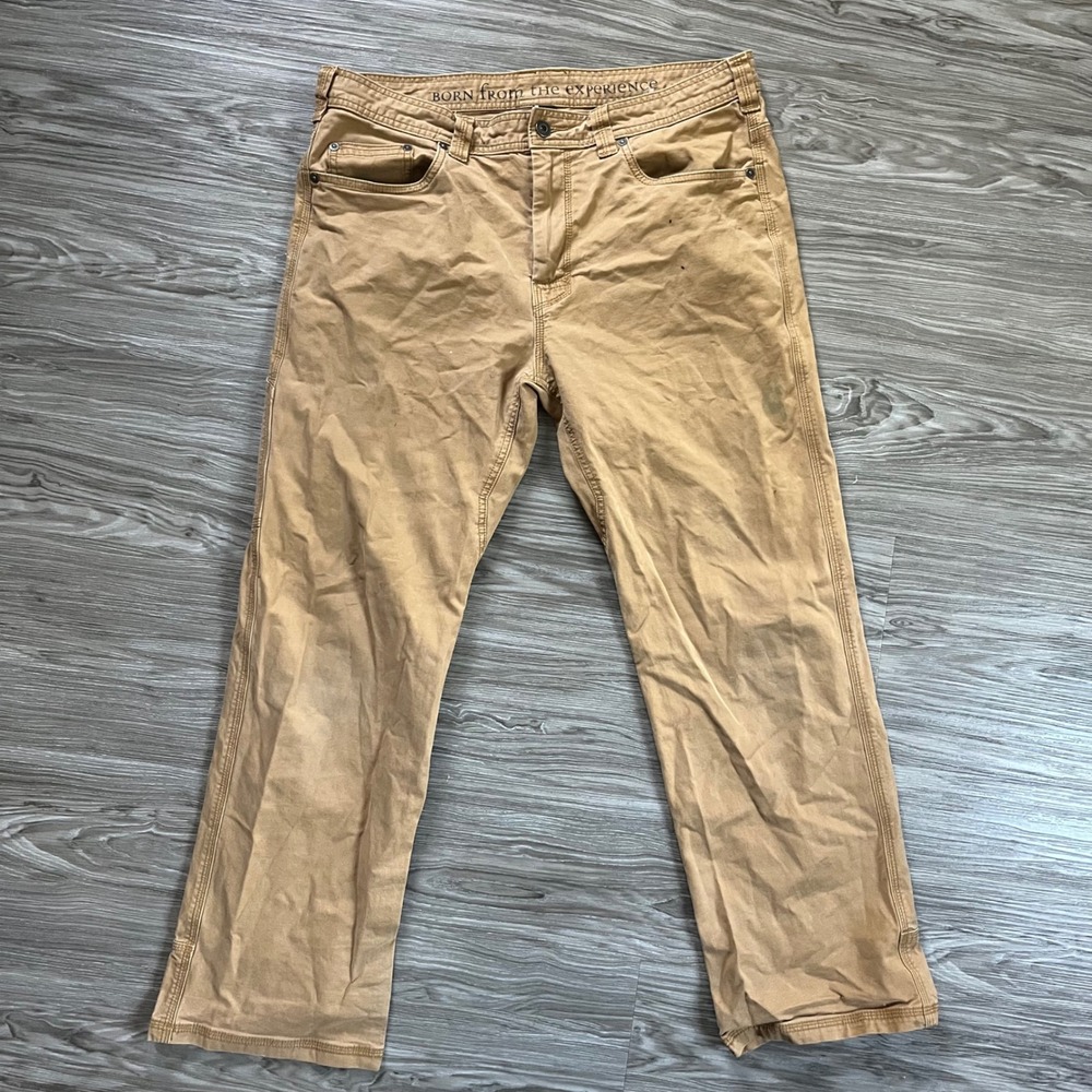 Prana Breathe Mens 36x30 Tan Khaki Workwear Canvas Straight Leg Utility Pants